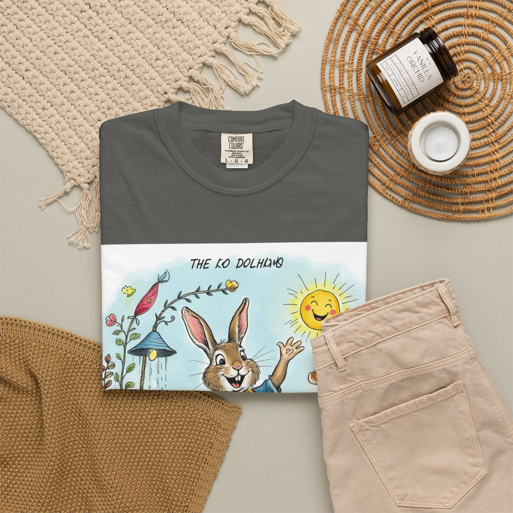Easter Bunny Garden T-Shirt — "The Old Bungalow" Cute Spring Rabbit Tee