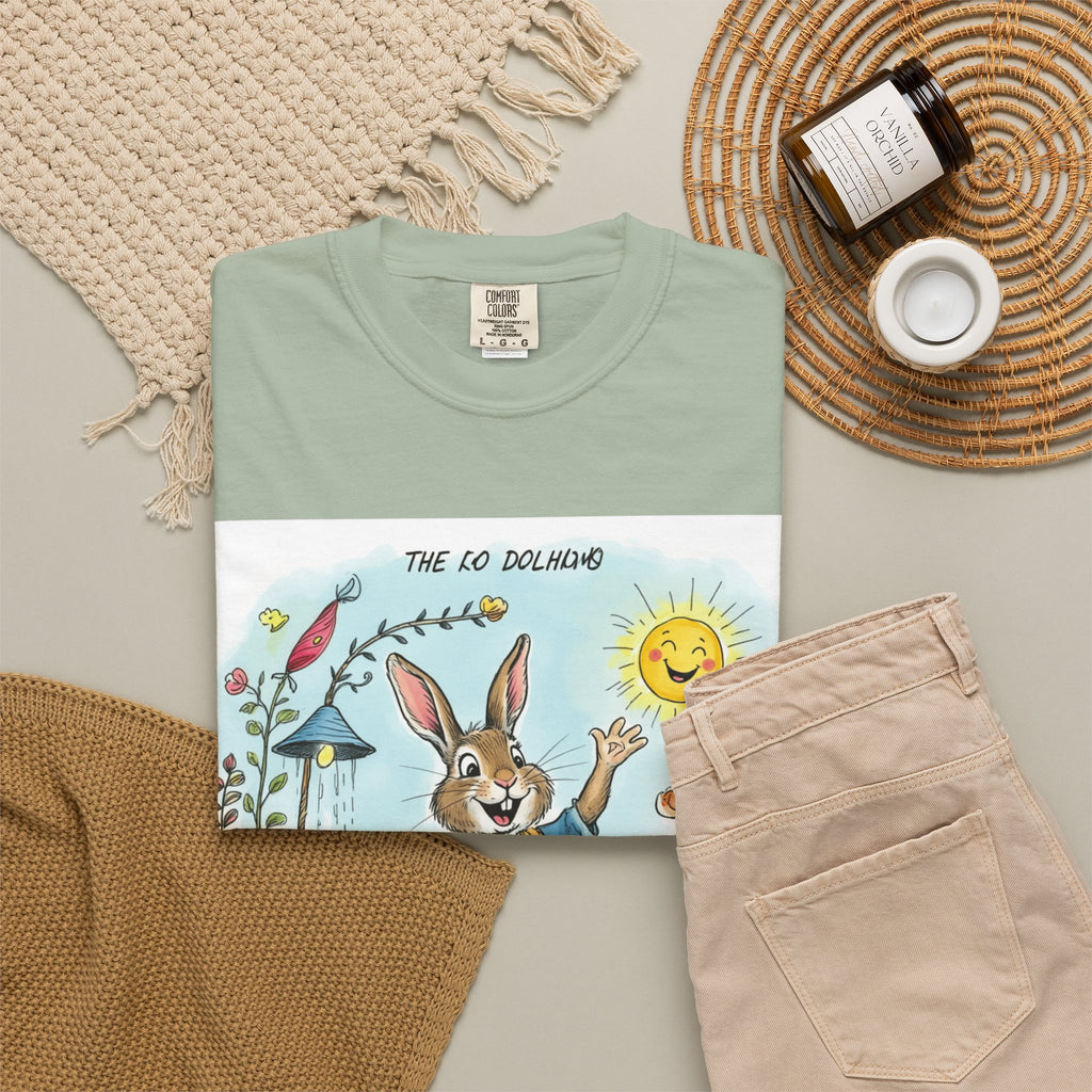 Easter Bunny Garden T-Shirt — "The Old Bungalow" Cute Spring Rabbit Tee
