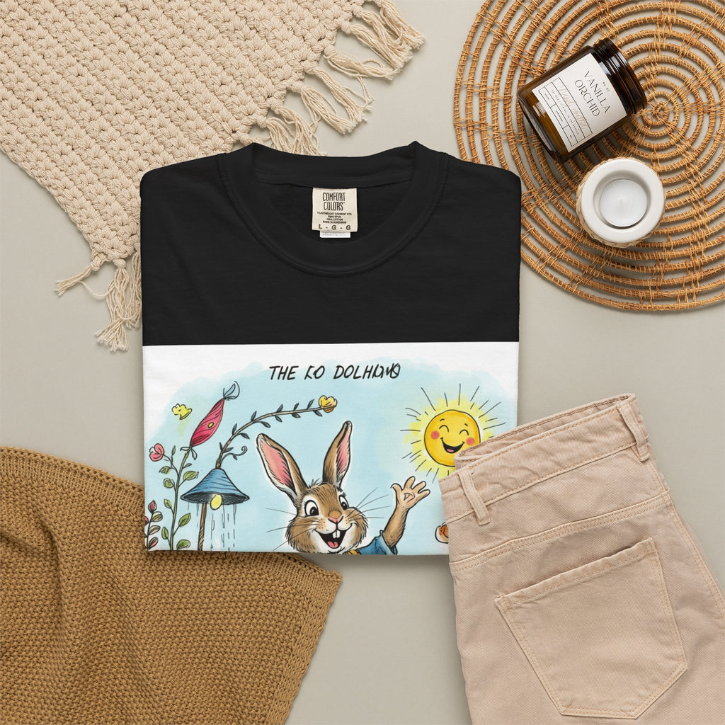 Easter Bunny Garden T-Shirt — "The Old Bungalow" Cute Spring Rabbit Tee