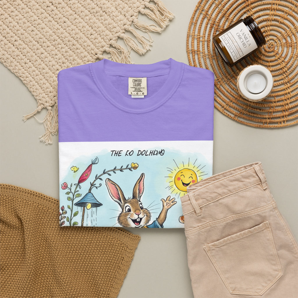 Easter Bunny Garden T-Shirt — "The Old Bungalow" Cute Spring Rabbit Tee