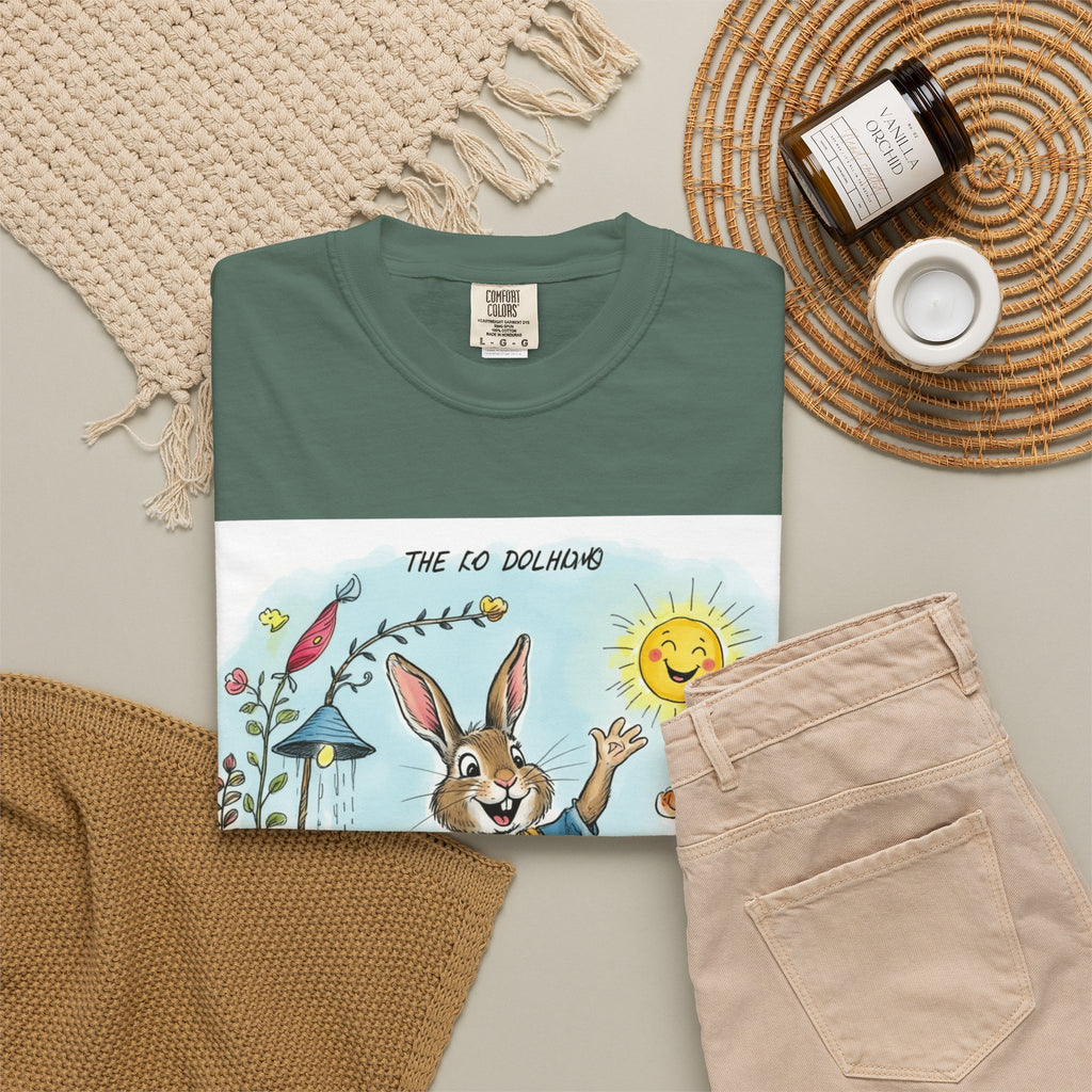 Easter Bunny Garden T-Shirt — "The Old Bungalow" Cute Spring Rabbit Tee
